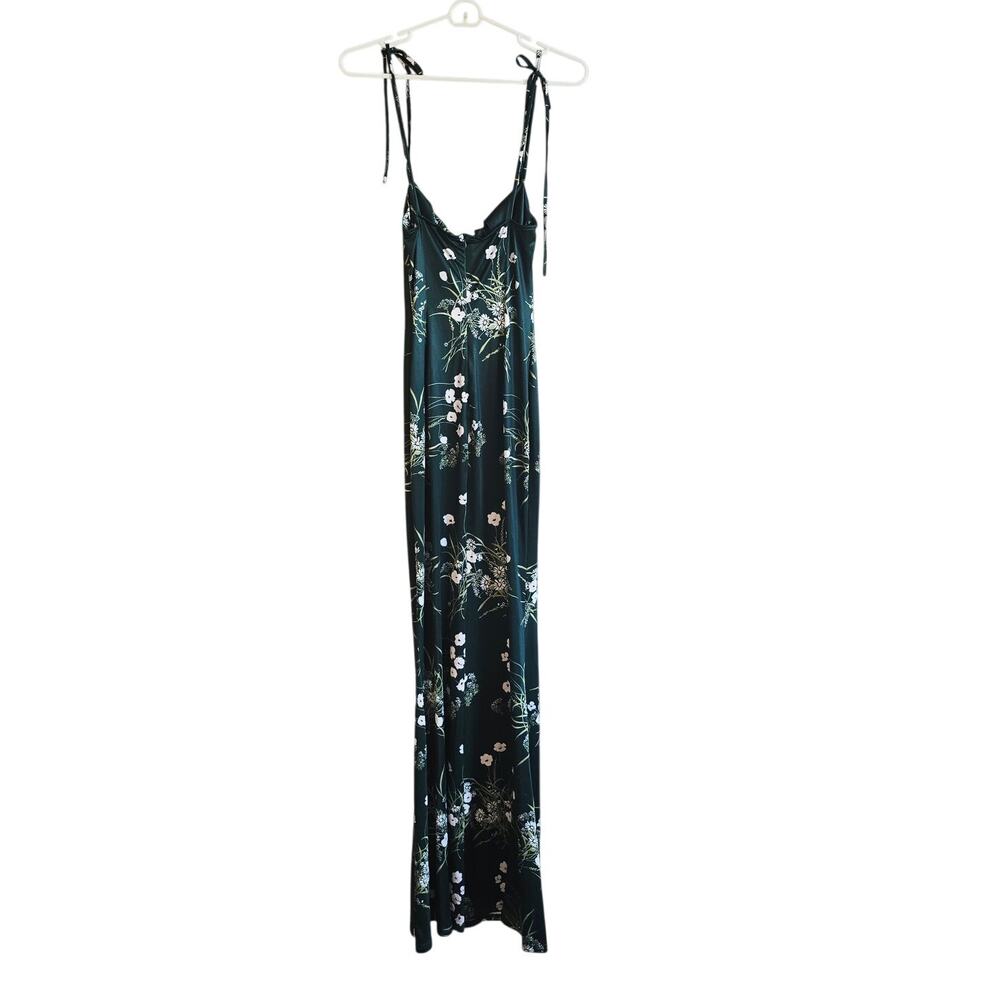 Marthea green satin floral maxi dress size small